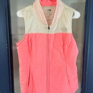 The North Face Quilted Heather Pink and Cream Vest